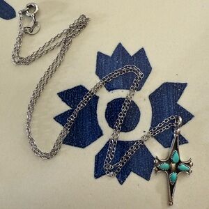 925 Turquoise Cross Pendant Necklace
